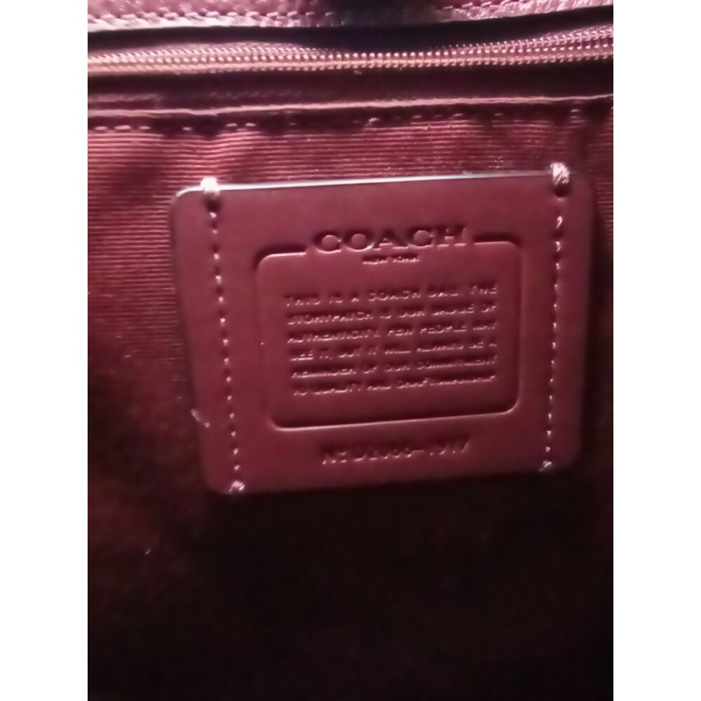 Coach Signature Stripe Canvas & Leather Tote Bag With Yellow Logo Accent - Picture 9 of 10